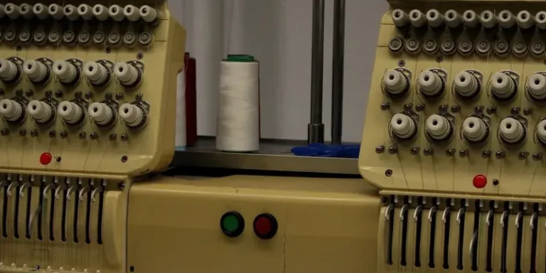 Professional embroidery machines side by side