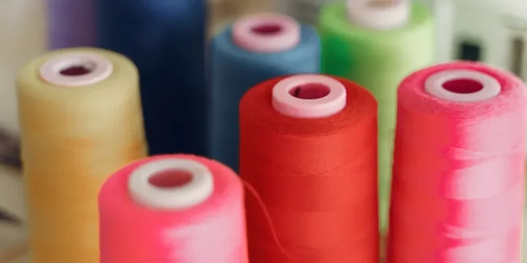 Close-up of colorful thread spools