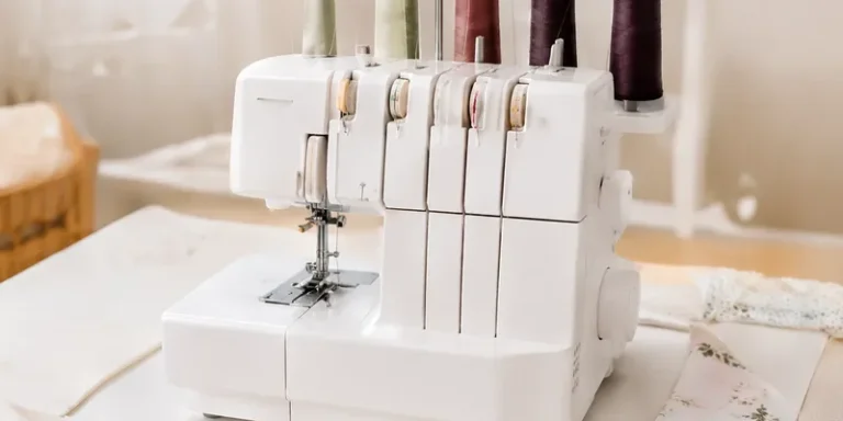 Serger with colorful thread cones