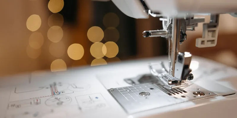 Close-up of a sewing machine needle and needle plate