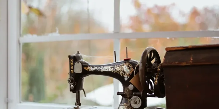 Antique sewing machine by the window
